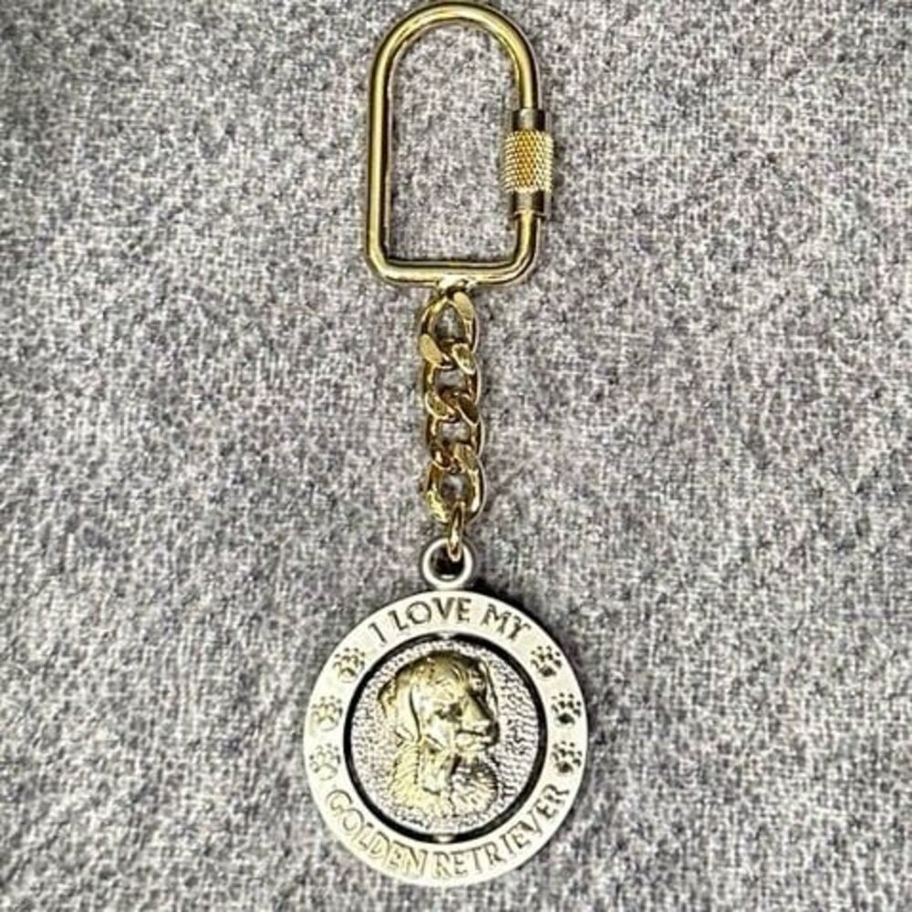 Golden Retriever "I Love My Dog" keychain